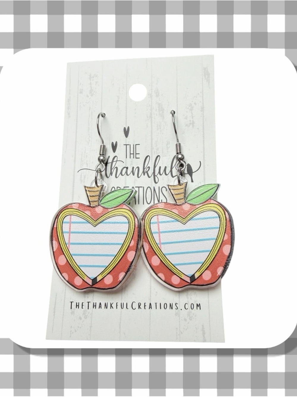 🦄 Apple Notebook Earrings | Double Sided Acrylic